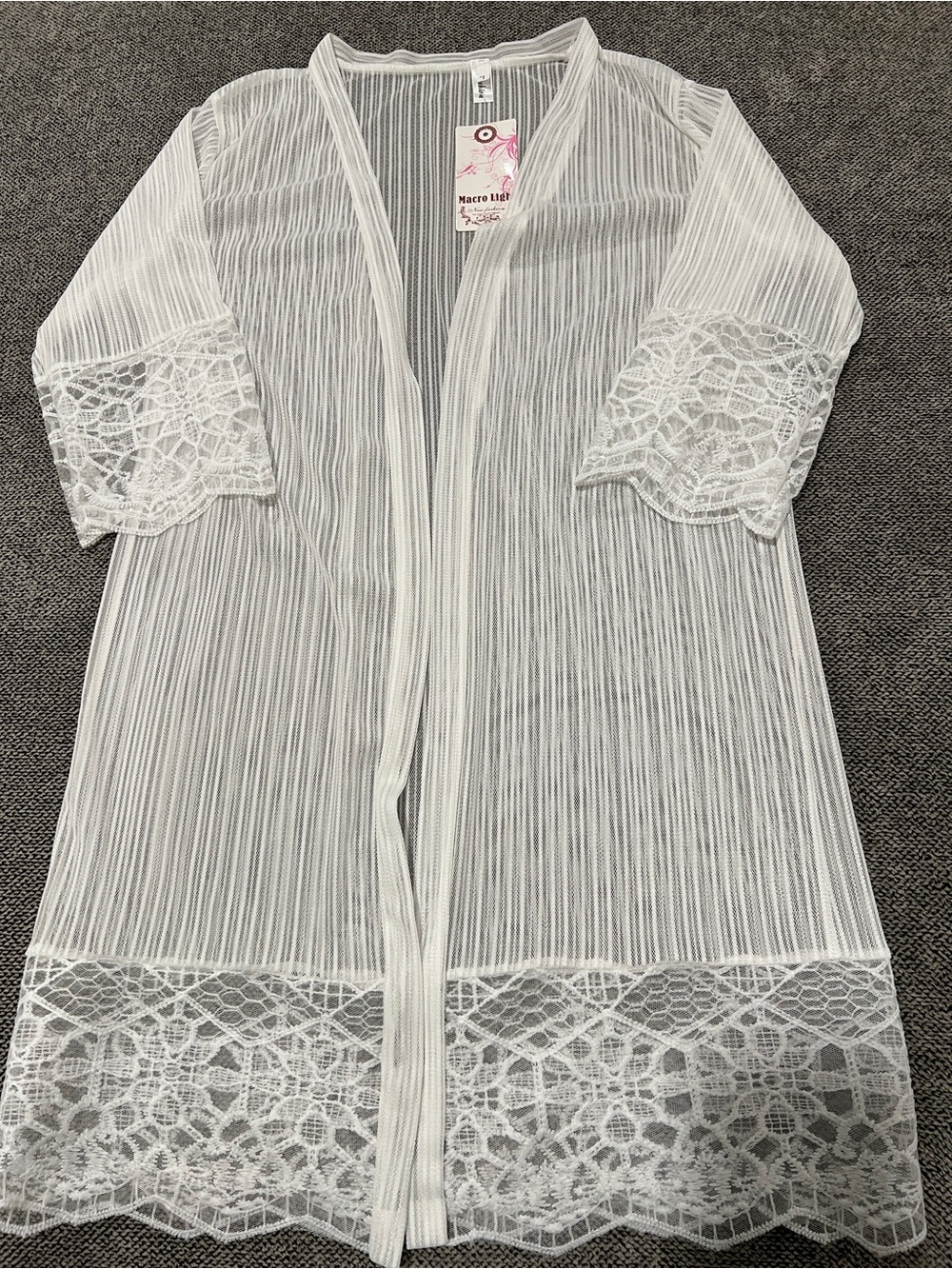 White Lace-Trim Sheer Robe - Women’s Intimates & Sleepwear